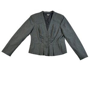 Women's Worthington Black Gray White Chevron Stripe Button Pleated L/S Jacket 16